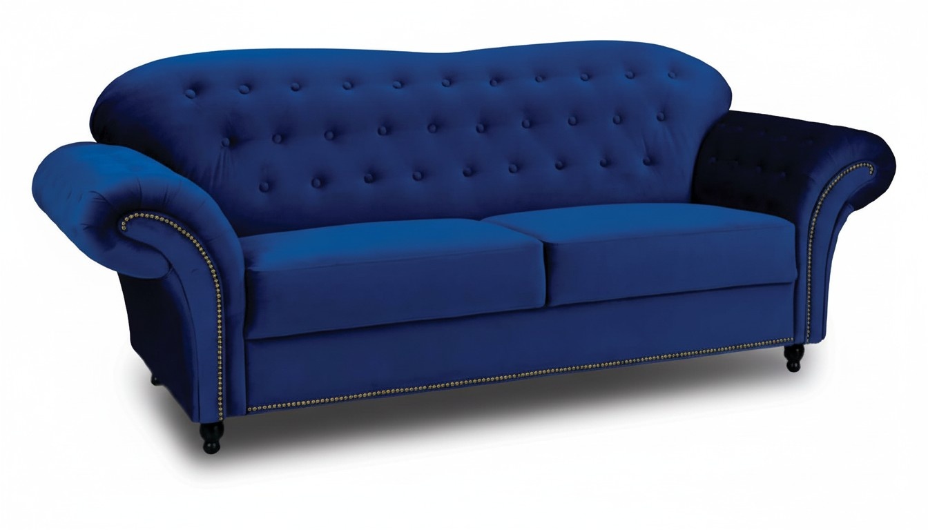 Dreisitzer Couch Textil Blaue Sofa Polster Möbel Einrichtung Sofas Couchen