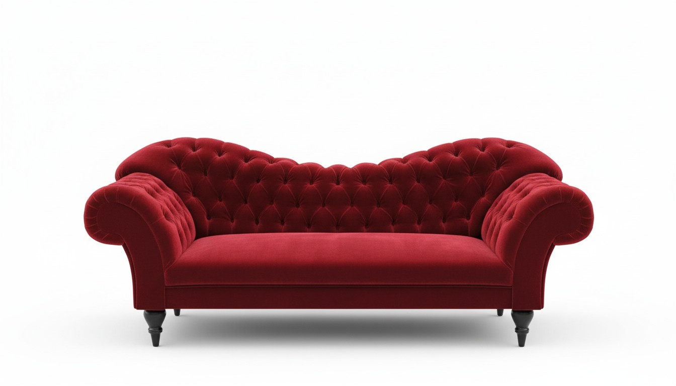 Dreisitzer Design Polster Sitz Textil Sofa 3 Sitzer Chesterfield rot Neu Couch