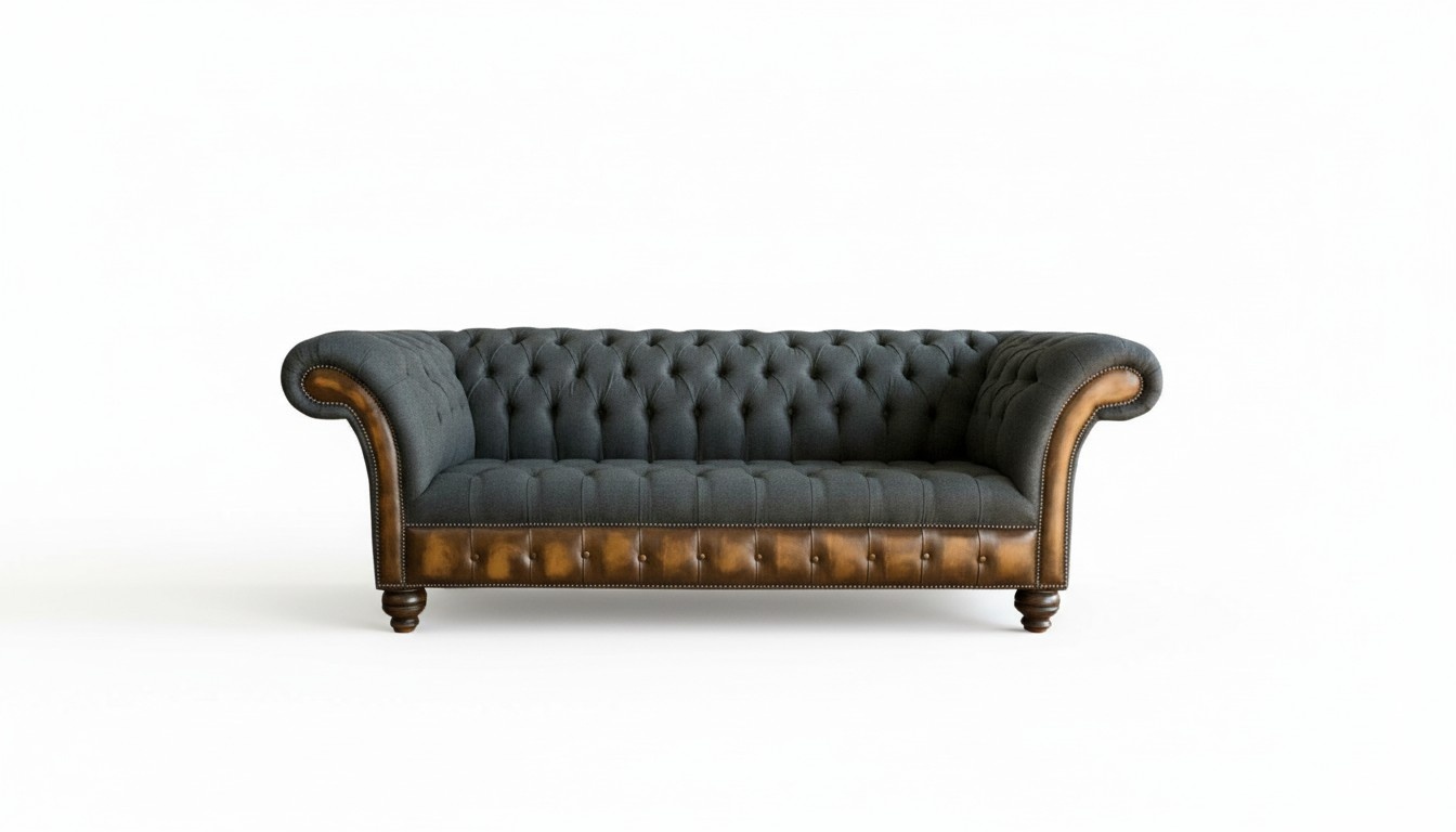 Dreisitzer Dunkelgrau Chesterfield Design Couchen Polster Klassische Sofas