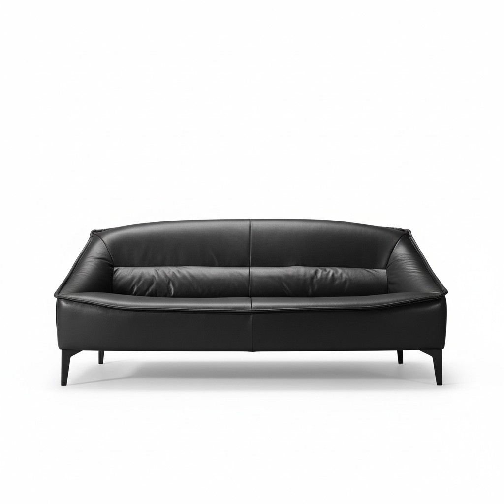 Dreisitzer Luxus Sofa 3 Sitzer Sofas Sitz Leder Design Couch Möbel Stil Schwarz