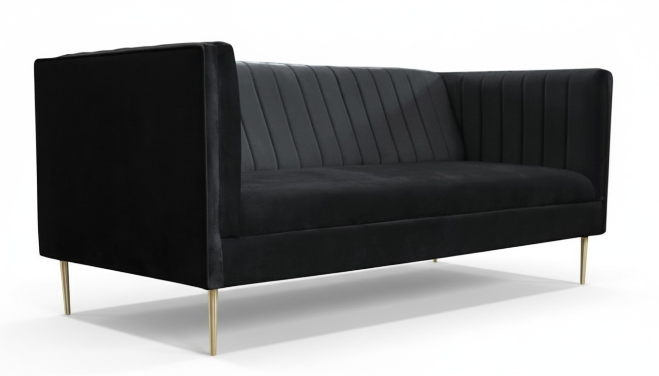 Dreisitzer Schwarz Couchen Polster Sofa Sofas Neu Textil Stoff Wohnzimmer Design