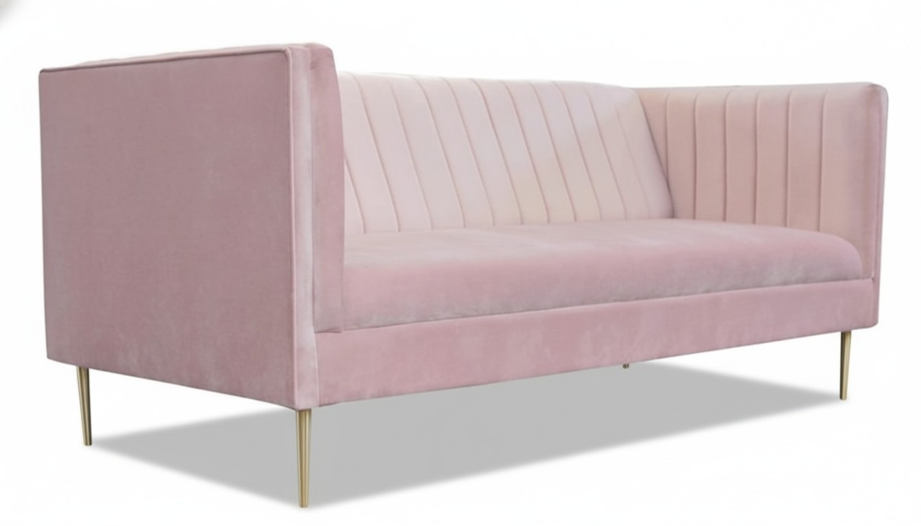 Dreisitzer Sofa Sofas Rosa Stoff Wohnzimmer Design Couchen Polster Neu Textil