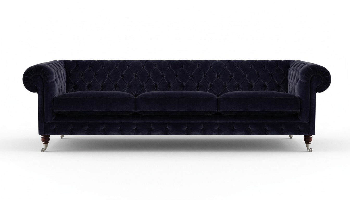 Dunkelblaue Chesterfield Couch Designer Wohnzimmer Edle 3-Sitzer Sofas