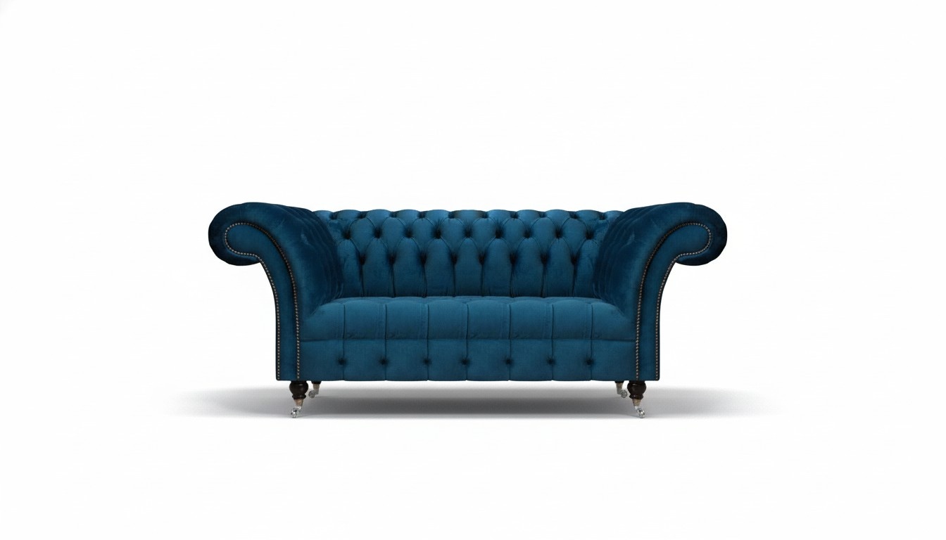 Dunkelblaue Chesterfield Polstercouch Designer Wohnzimmer Textil Sofa