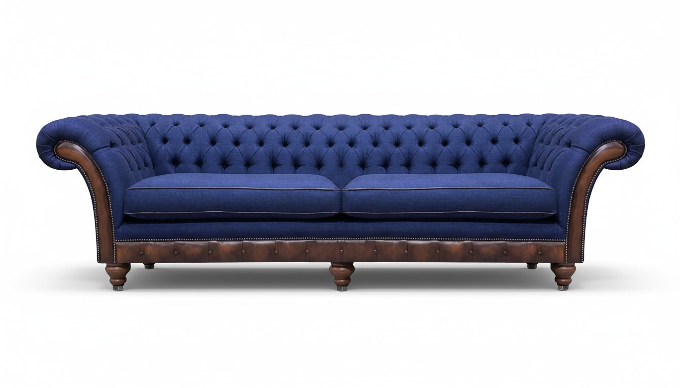 Dunkelblaue Chesterfield Polstercouch Wohnzimmer Zweisitzer Textil Möbel