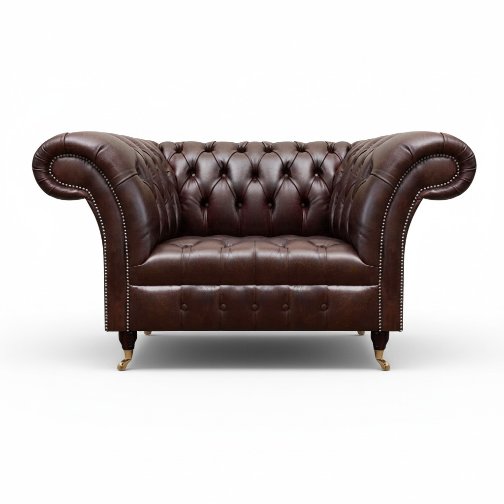 Dunkelbrauner Chesterfield Sessel Wohnzimmer Leder Einsitzer Edle Möbel