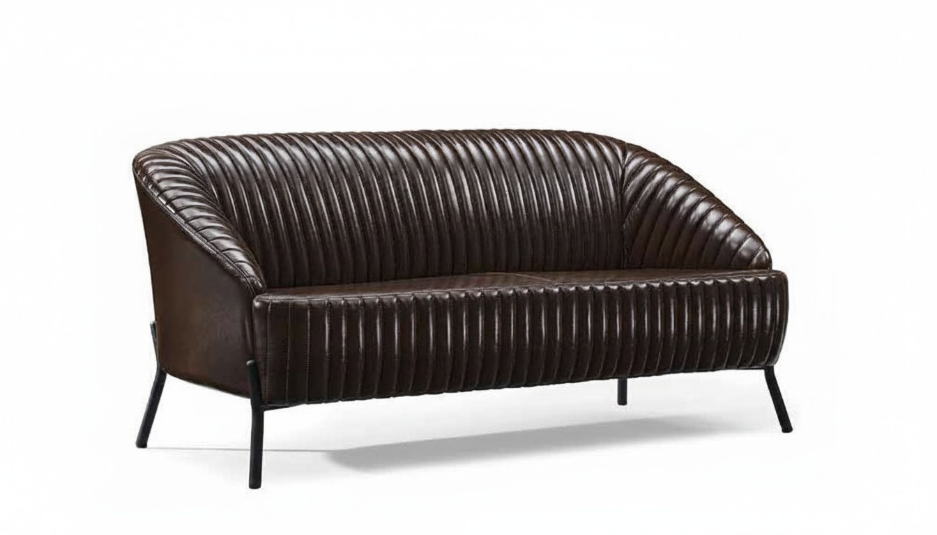 Dunkelbraunes Ledersofa Luxuriöse Wohnzimmer Polstercouch 2-Sitzer Neu