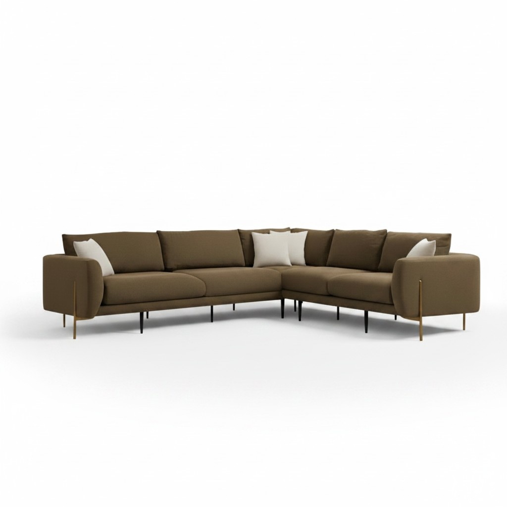 Dunkelgrünes Ecksofa Modernes Polstersofa Edle Wohnzimmer Couch L-From