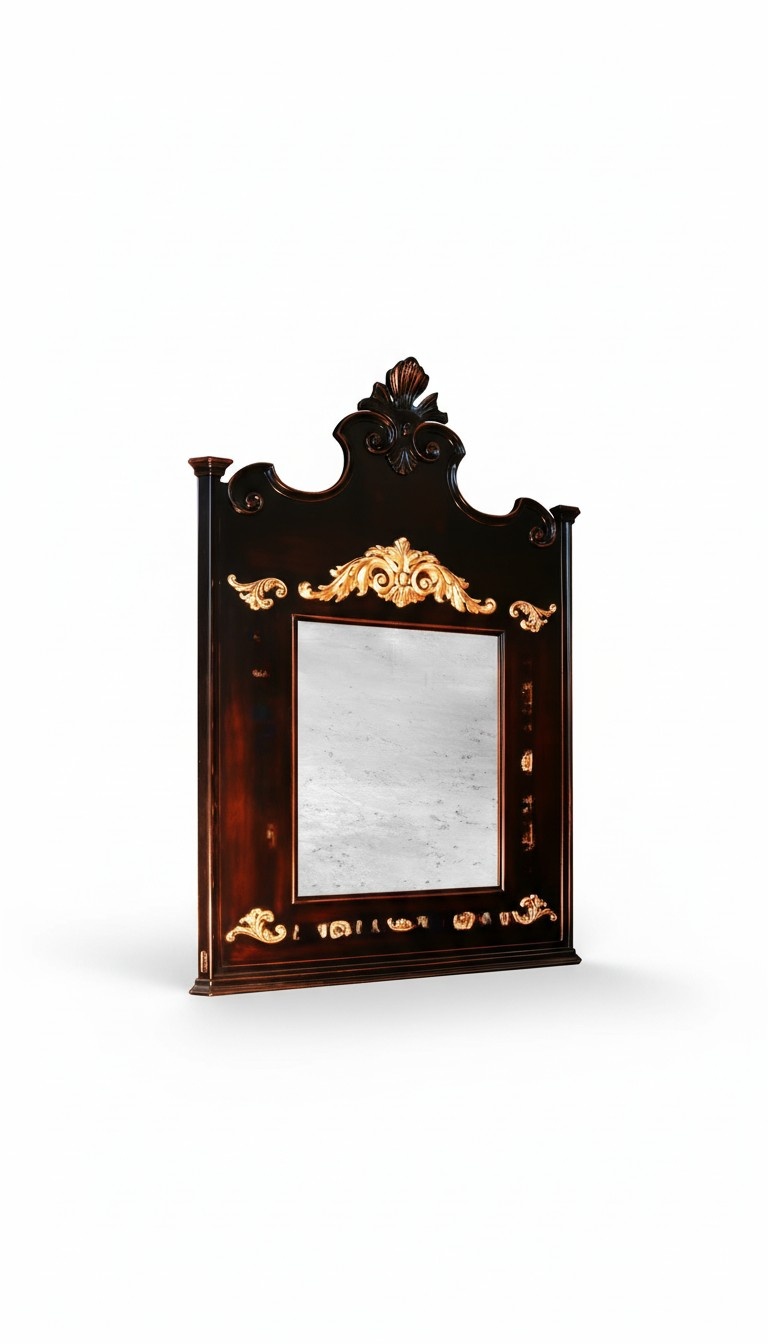 Echtes Holz Spiegel Holzrahmen Wandspiegel Braun Geschnitzt klassischer Spiegel