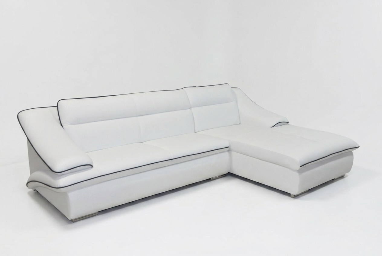 Eck Sofa Leder mit USB,Eck Garnitur Ecke Landschaft Polster Design Wohn L Form