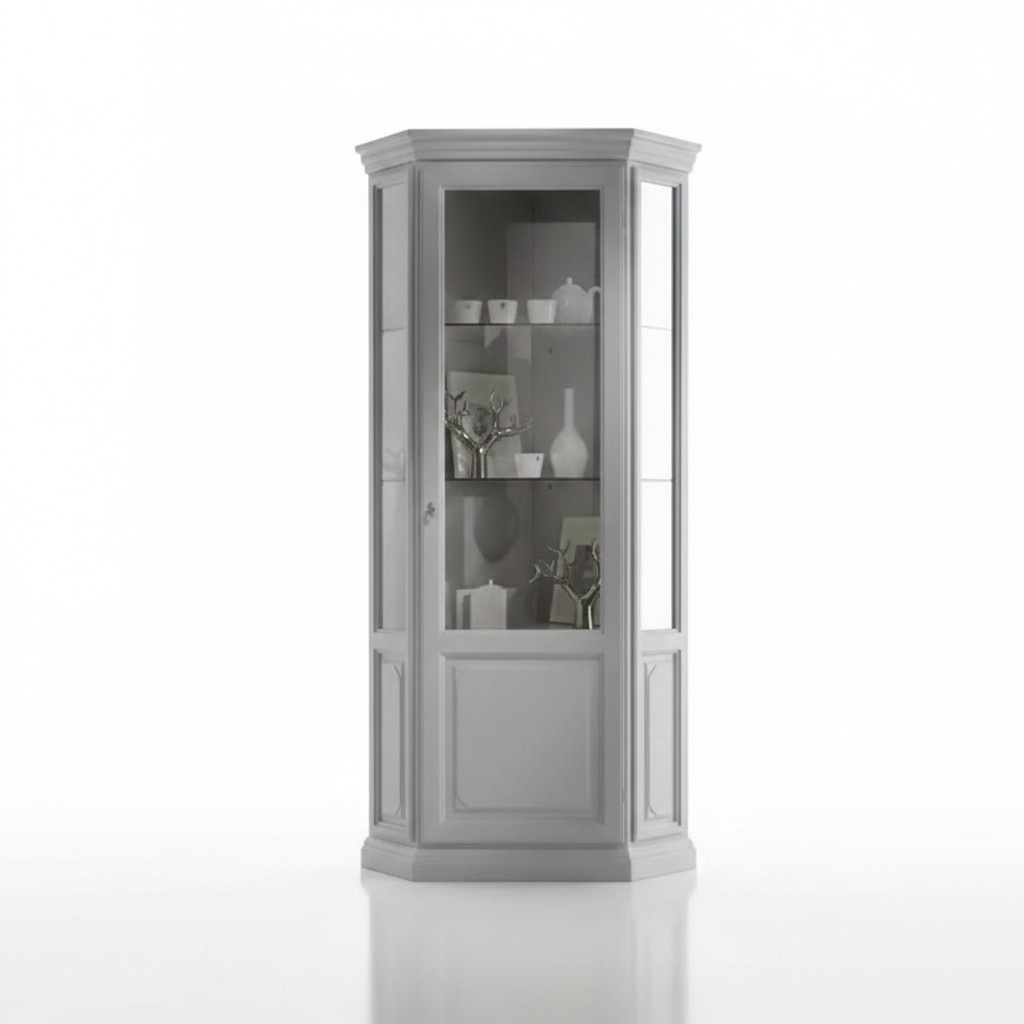 Eck Vitrine Schrank Weiß Vitrinen Wohnzimmer Klassischer Design Regal