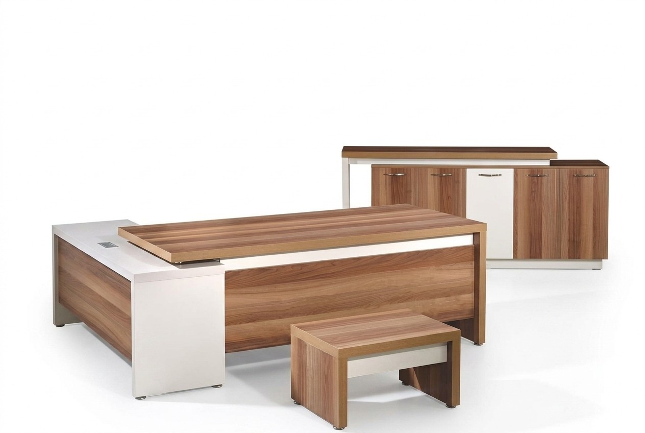 Eckbürotisch Komplette Büro Bürotisch Set 3tlg Holz Büromöbel Braun