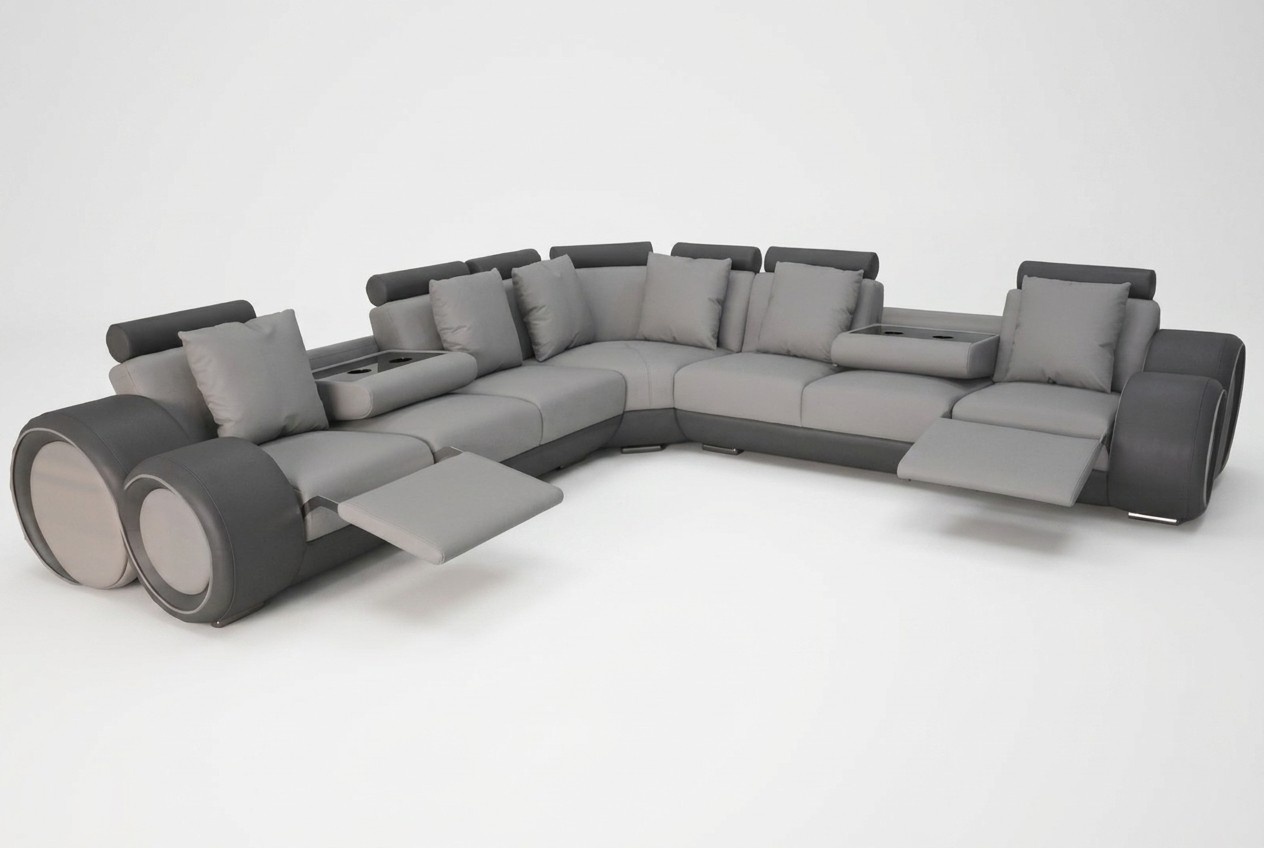 Ecke Leder Modern XXL Couch Wohnlandschaft Ledersofa Sofa L-Form + USB Couch Neu