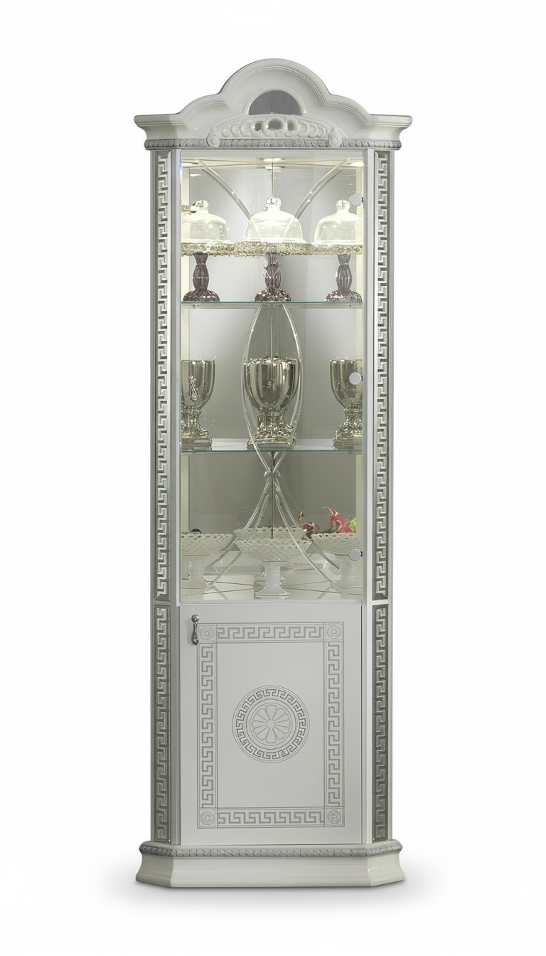 Eckschrank Luxus Vitrine Vitrinen Schrank Holz Schränke Italienische Stil Möbel