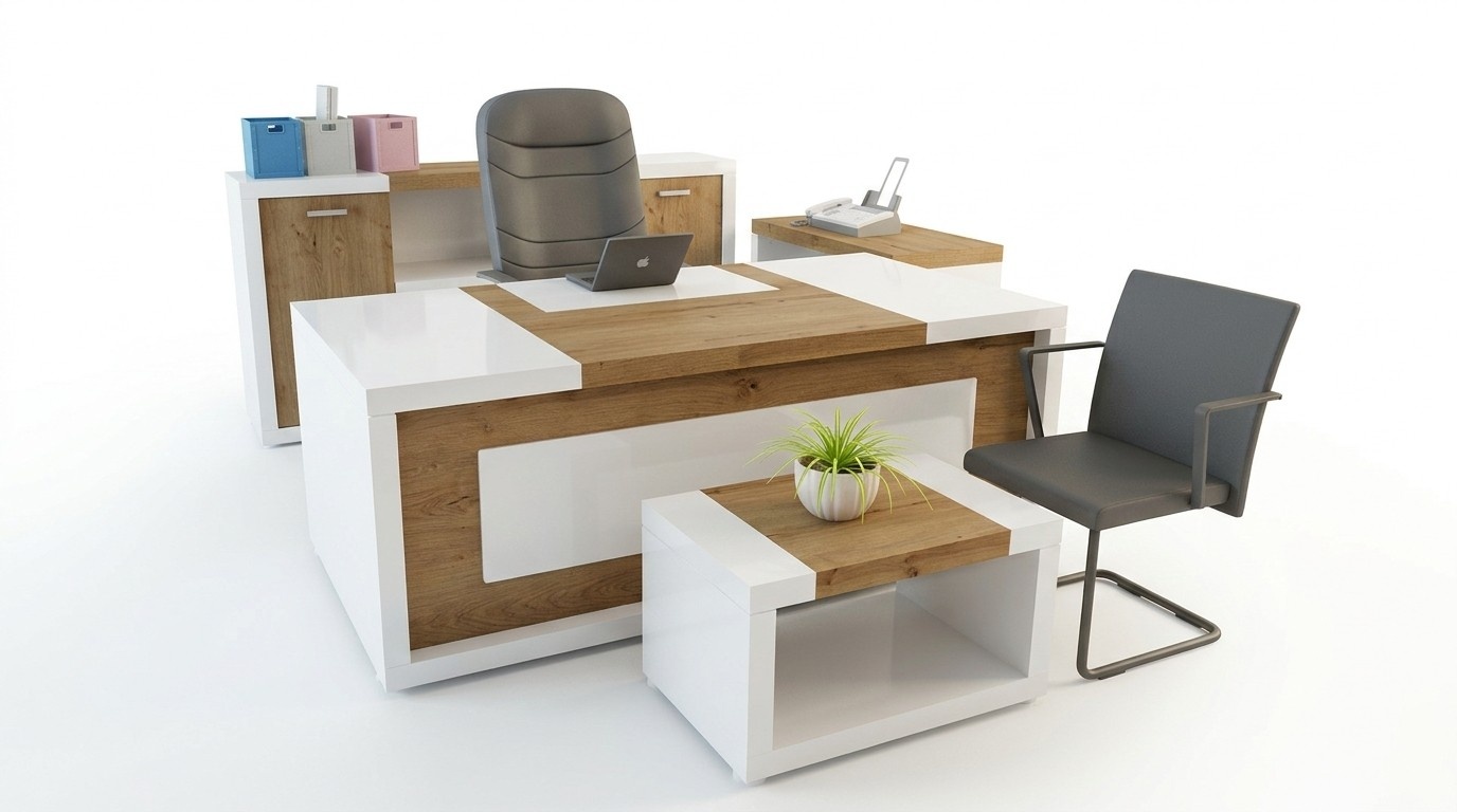 Eckschreibtisch Bürotisch Schreibtisch Couchtisch Aktenschrank Büromöbel 3tlg.