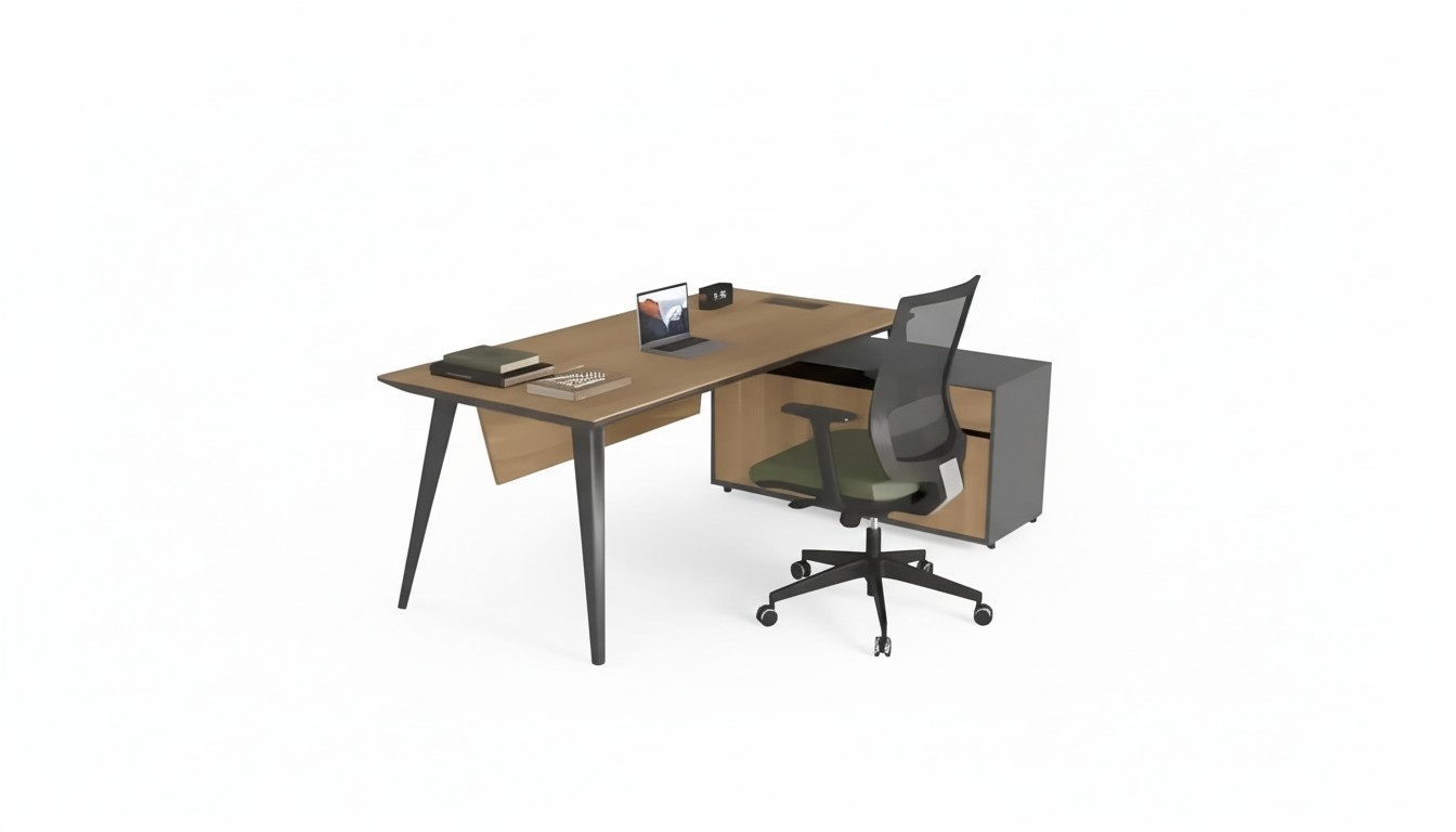 Eckschreibtisch Office Tisch groß Chef Tische Schreibtisch Möbel Braun