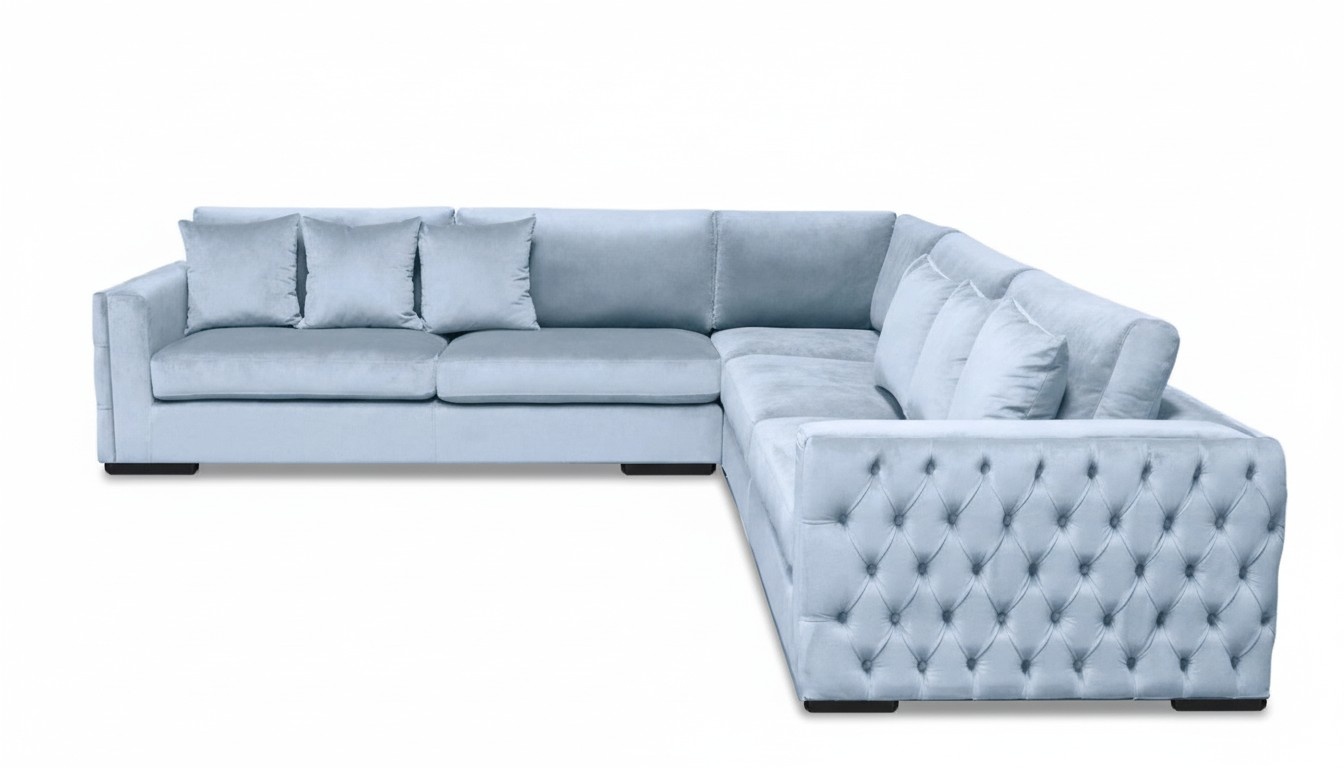 Ecksofa Blau Wohnlandschaft Couch Eckgarnitur Polster Couchen Möbel Design Neu