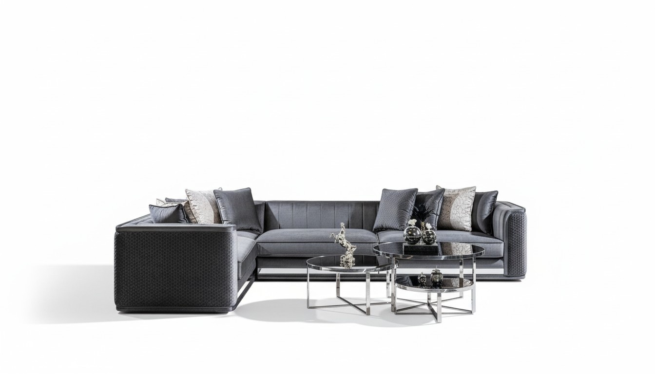 Ecksofa L-form Couchtisch Beistelltisch 3tlg Set Polster Wohnlandschaft