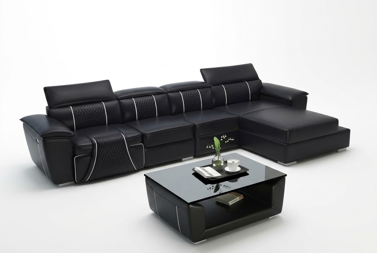 Ecksofa L-Form Sofa Couch Design Couch Polster Leder Modern Relax Automatik Neu