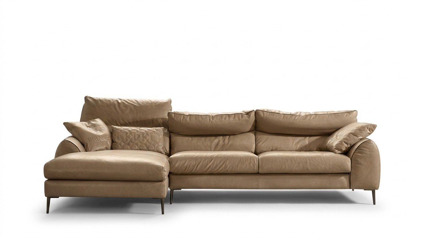 Ecksofa L-Form Wohnzimmer Sofa Couch Polster Ecke Garnitur Beige Leder Sofas Neu