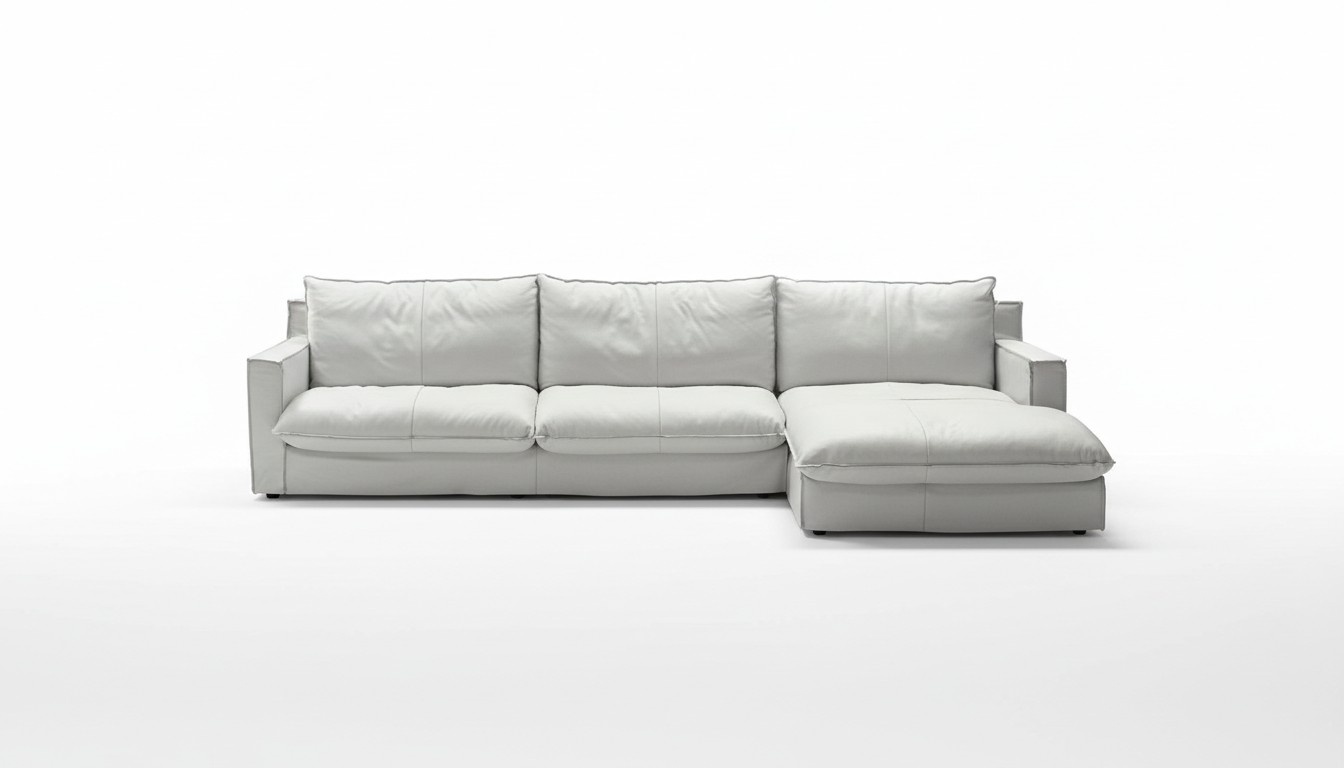 Ecksofa Leder L-Form Couch Eck Luxus Design Polster Weiß Wohnzimmer PRIANERA