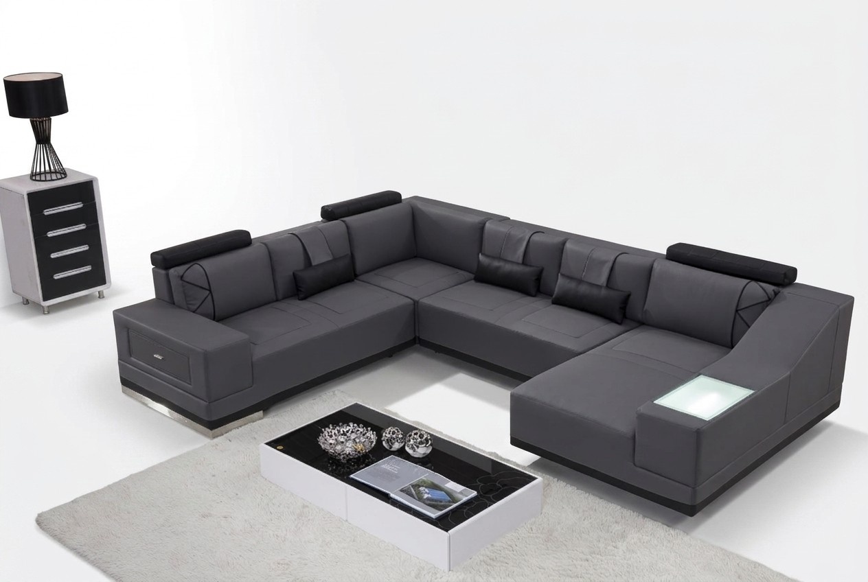 Ecksofa Ledersofa Big XXL U Form Wohnlandschaft Sofa Couch Garnitur Designer