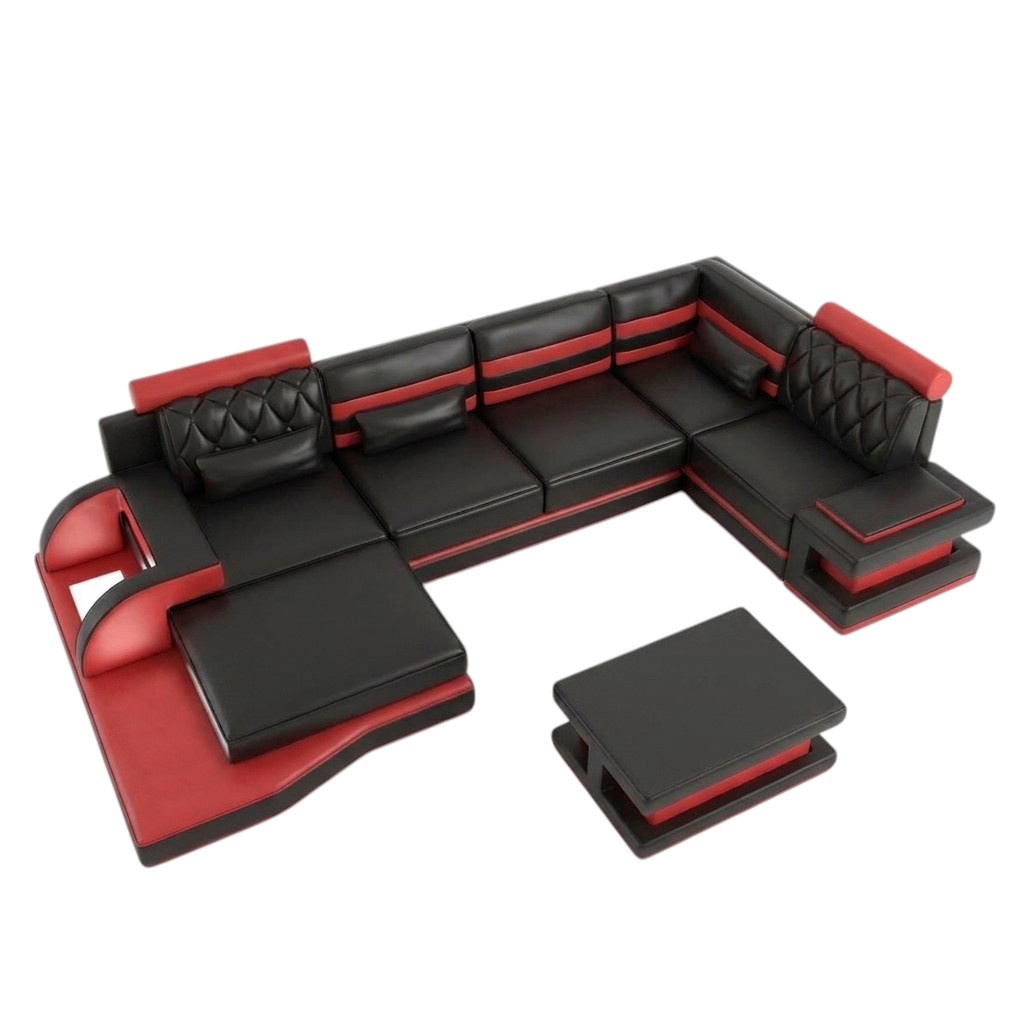 Ecksofa Ledersofa Big xxl U Form Wohnlandschaft Sofa Couch Garnitur Ledersofas