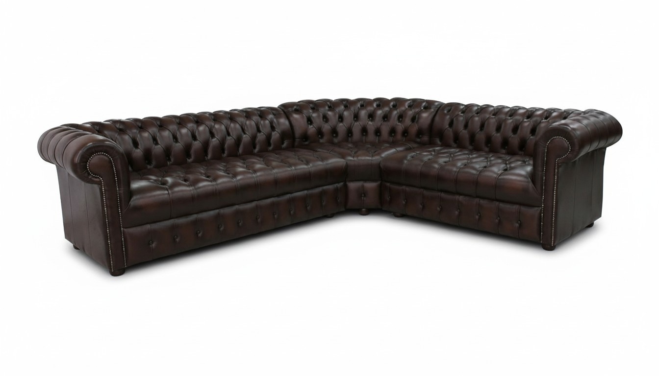 Ecksofa Ledersofa Dunkelbraun Polster Eck Couch Neue Garnitur Design