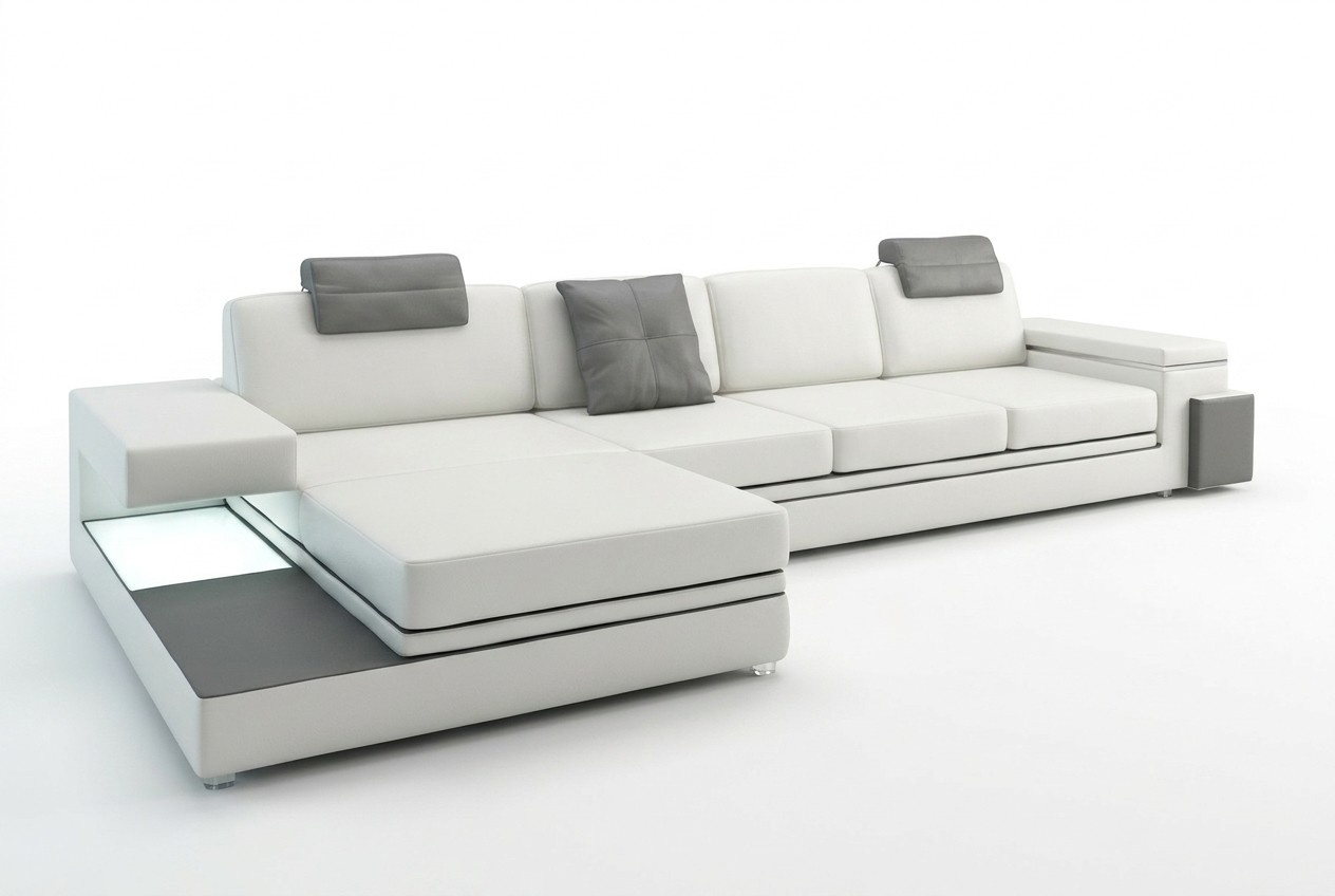 Ecksofa mit USB Couch Sofa Wohnlandschaft Sitz Eck Garnitur Leder Textil PHM88