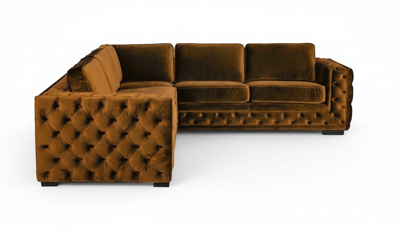 Ecksofa Orange Wohnlandschaft Couch Eckgarnitur Polster Möbel Chesterfield Sofa