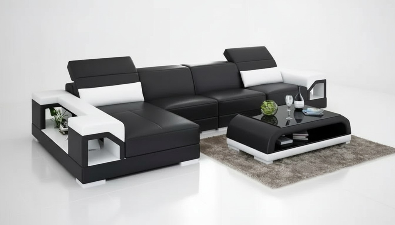 Ecksofa Polster Ecksofa LForm Couchtisch Modernes Sofa Wohnlandschaft 2tlg. Neu