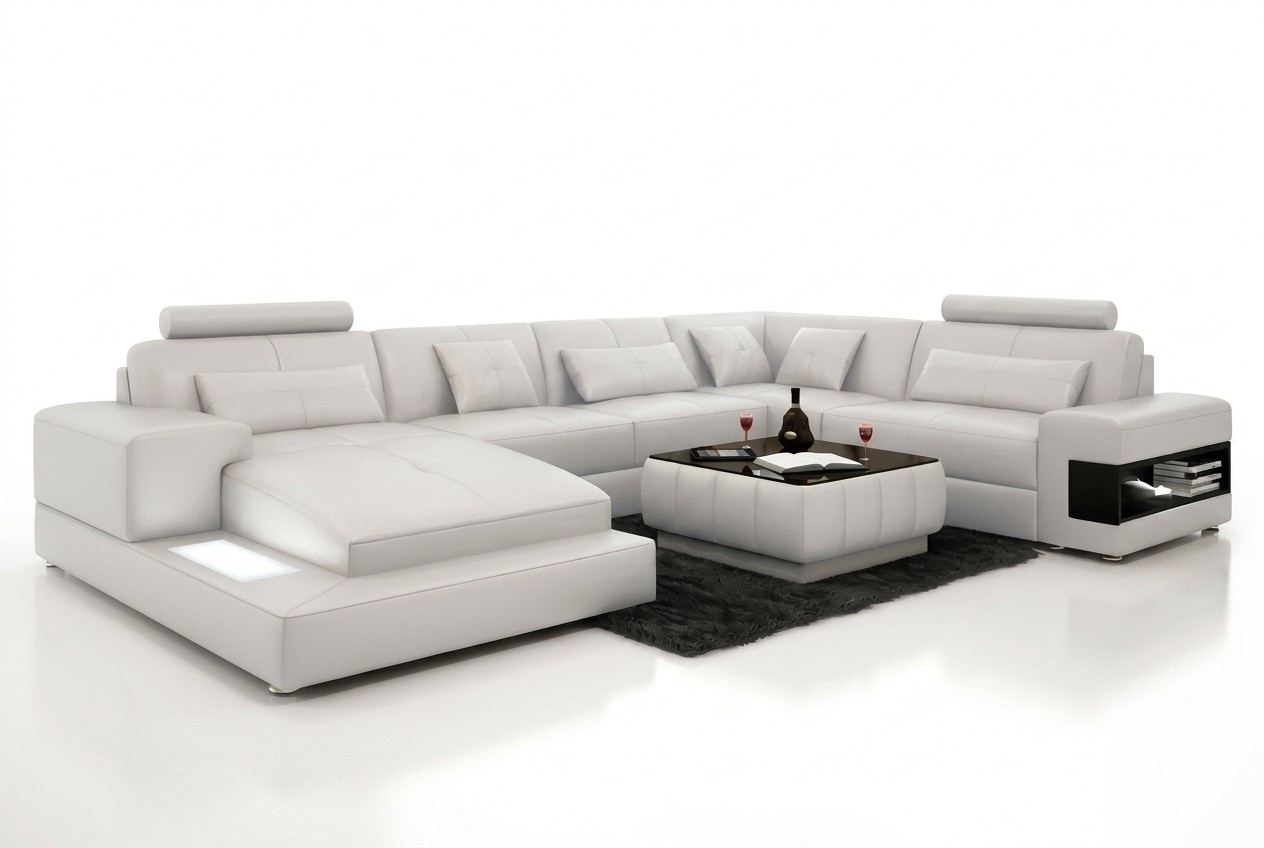 Ecksofa Polster Ledersofa Designer-Sofa Ecksofa U-Form Modernes Sofa Ledersofa
