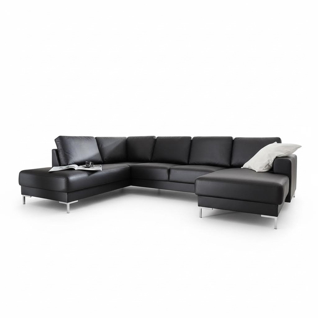 Ecksofa Sofa Couch Polster Wohnlandschaft Leder Eck Sofas Garnitur U Form Schlaf
