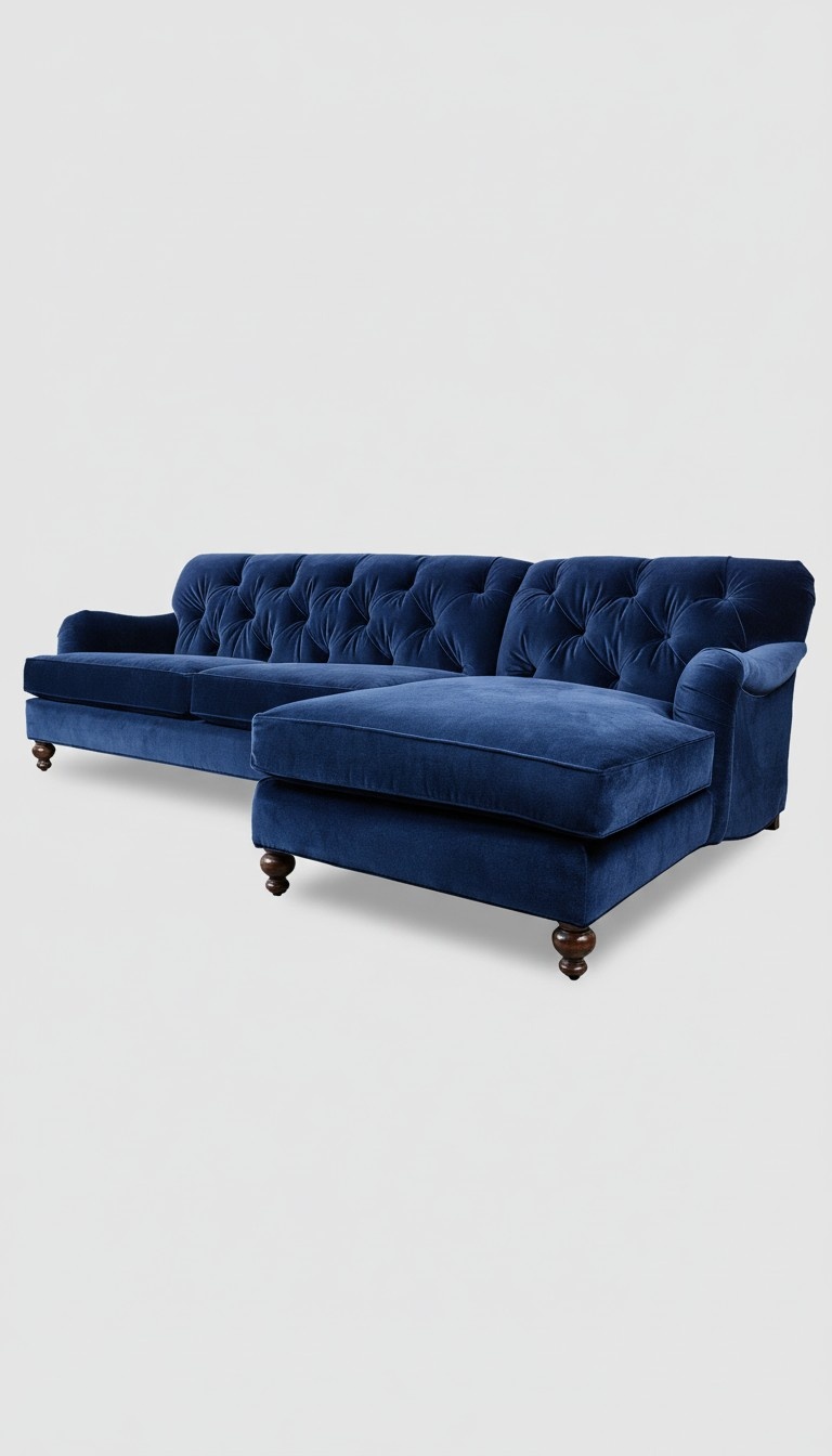 Ecksofa Sofa Couch Polster Blaue Chesterfield Eck Garnitur Couchen Sitz