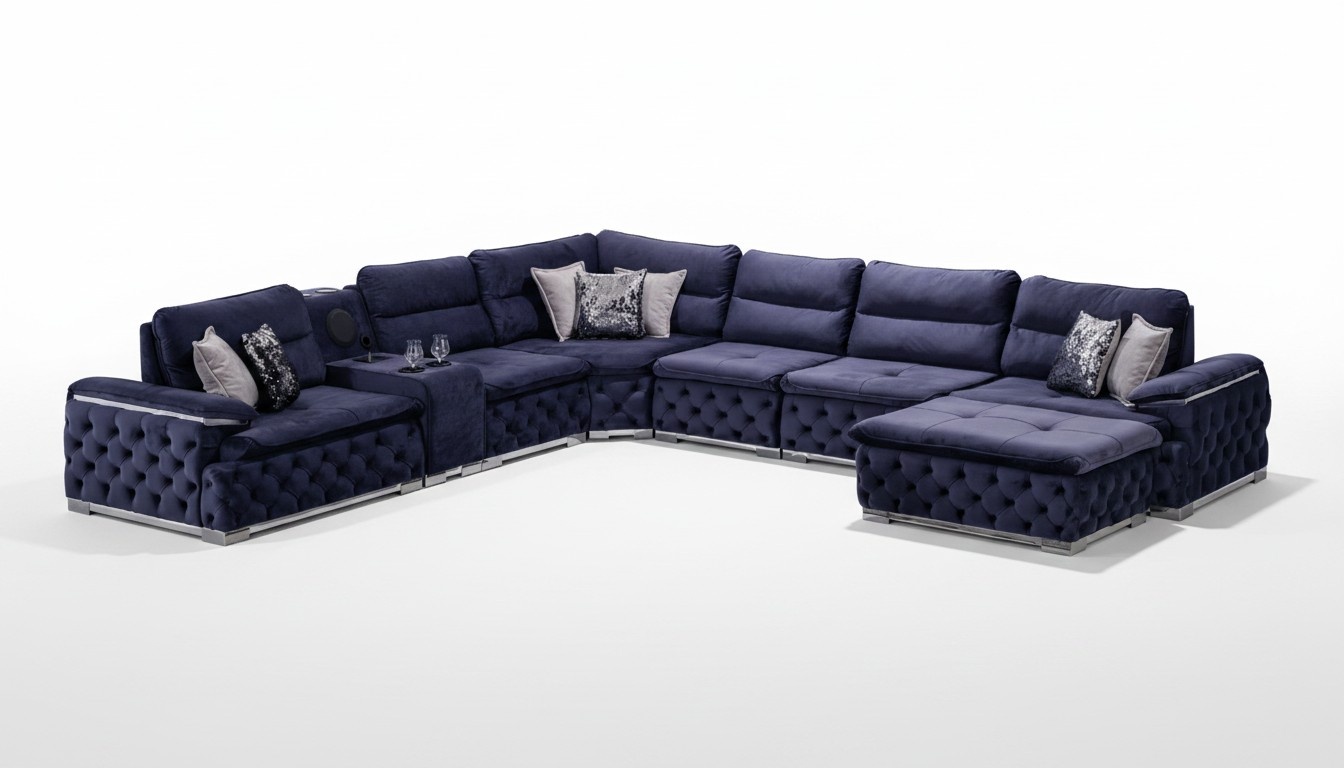 Ecksofa U-Form Chesterfield Sofa Wohnzimmer Möbel italienischer Stil