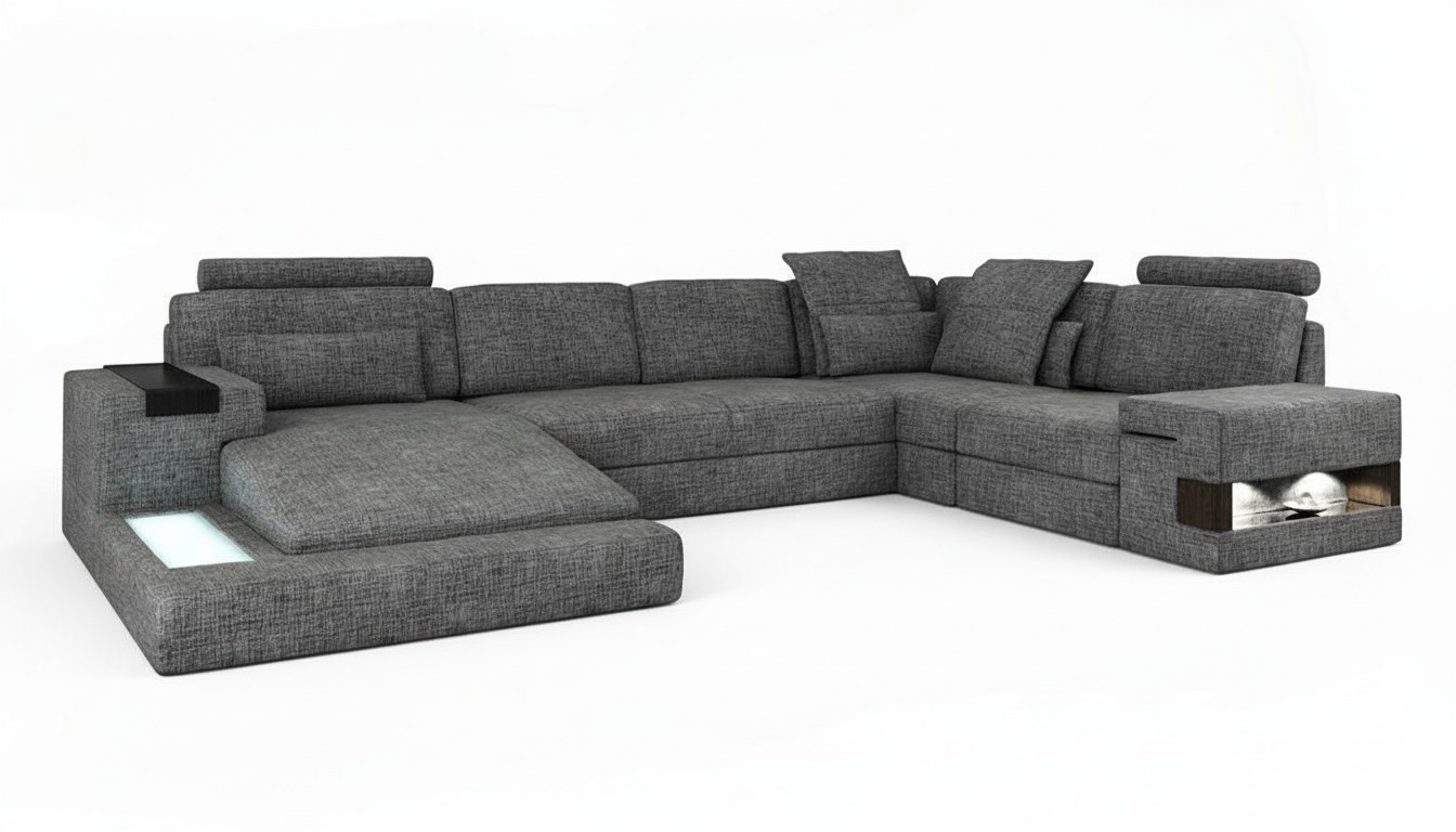 Ecksofa U-Form Design Modern Sofa Couchen Textilsofa Couch Wohnlandschaft Neu