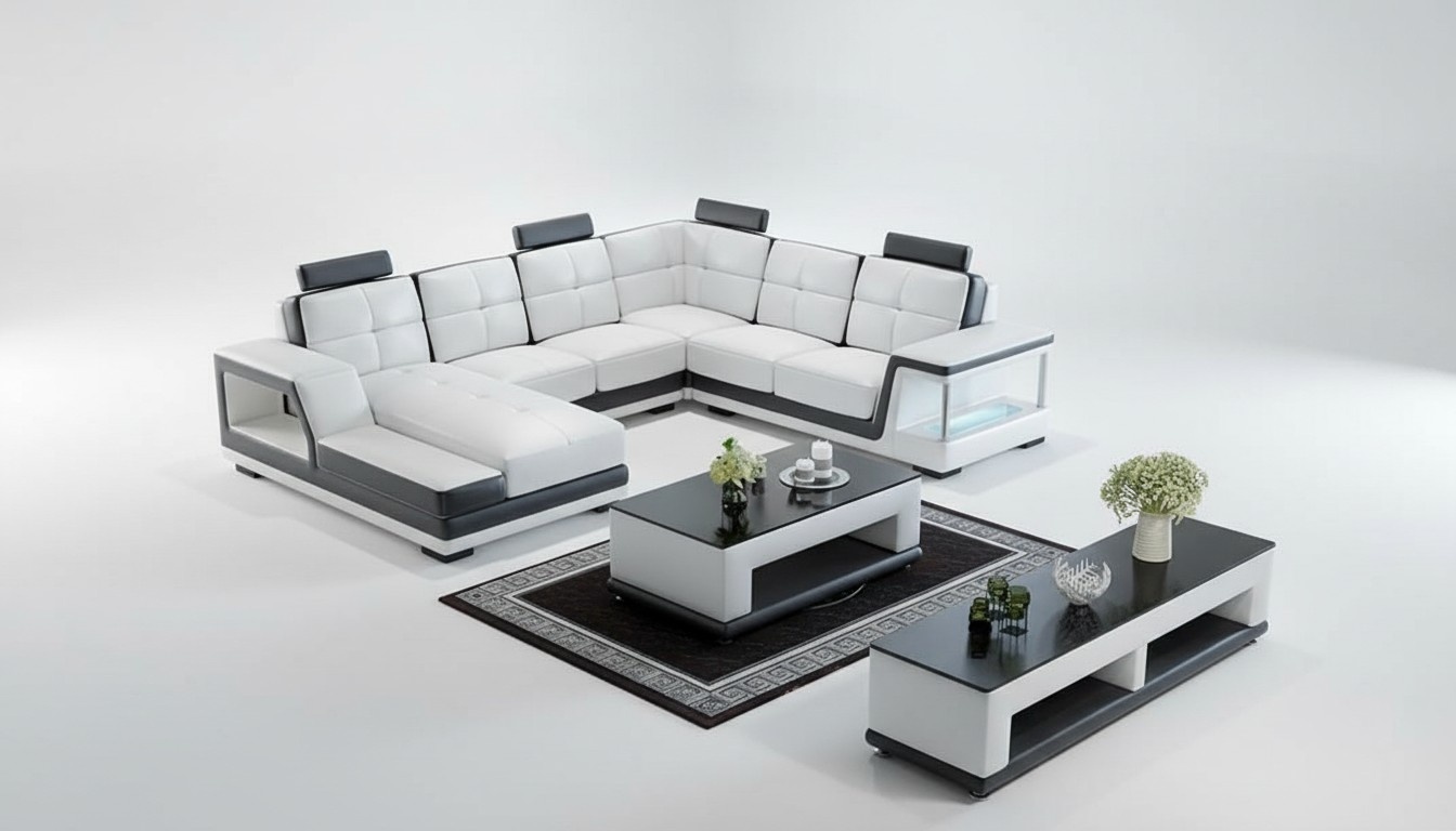 Ecksofa U Form Polster Ecksofa Wohnlandschaft Ledersofa Moderne Neu