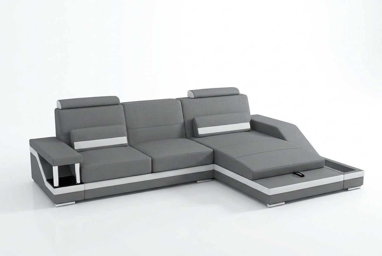 Ecksofa Wohnlandschaft Sofa Couch Eck Garnitur Leder Textil Stoff Hamburg VI