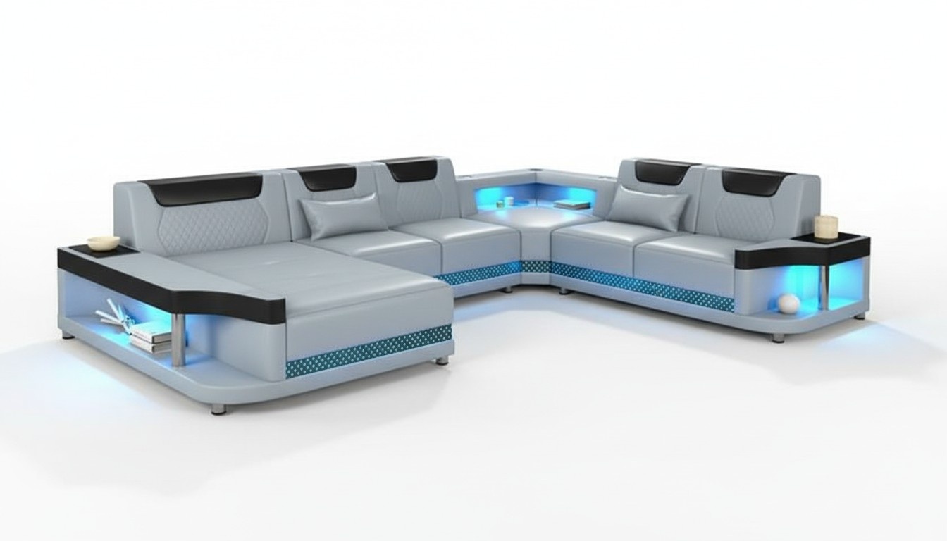 Ecksofas U Form Modernes Polster Wohnzimmer Möbel Ecksofa Ledersofa Design Sofa