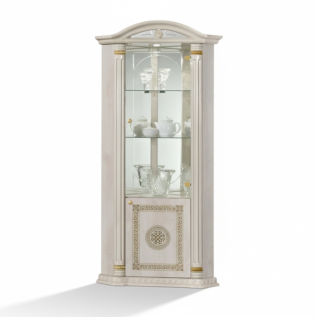 Eckvitrine Vitrine Anrichte Vitrinen Luxus Glas Schrank Schranke Eck Holz Design