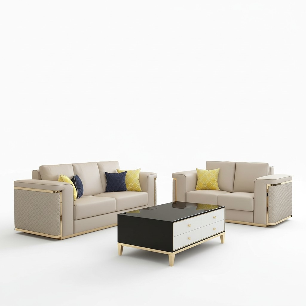 Edel Stahl Couch Polster Leder Sofa 211 Sitzer Couchen Garnitur Set