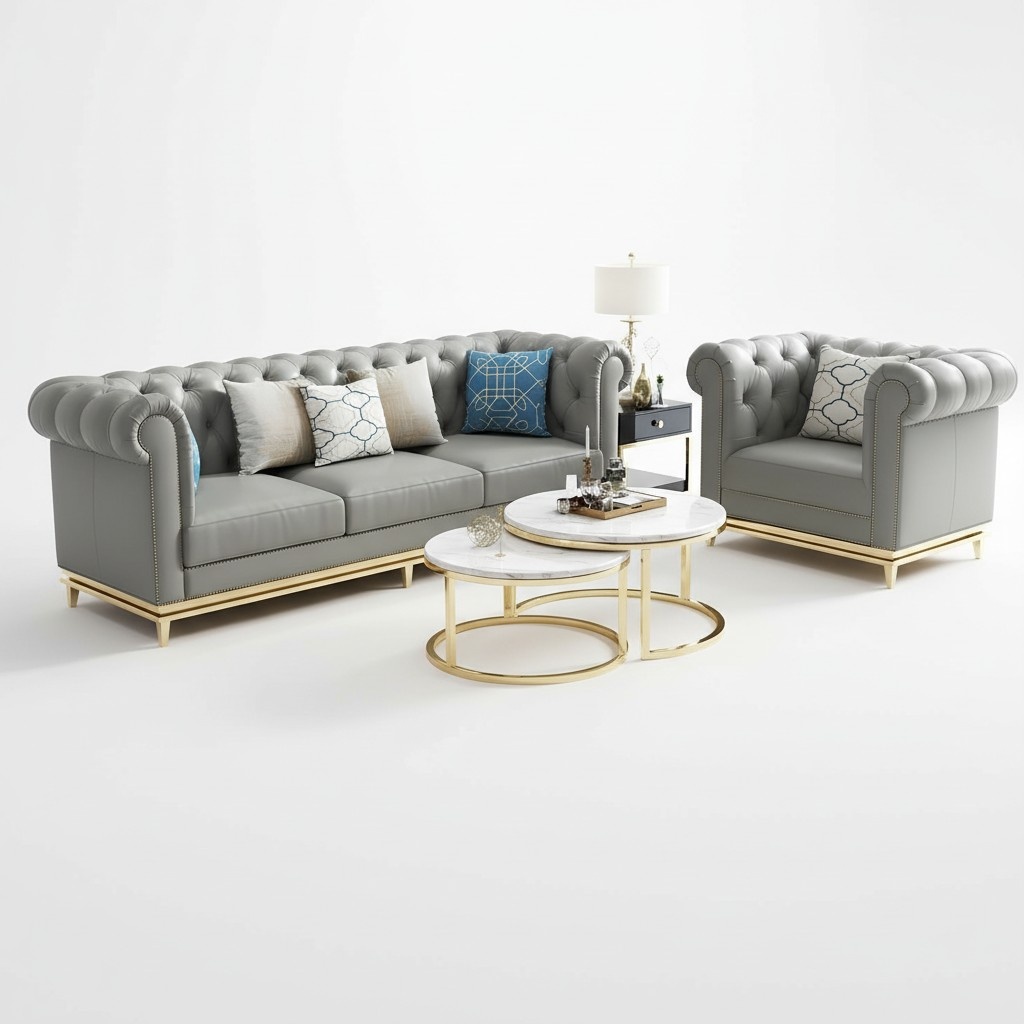 Edel Stahl Couch Polster Leder Sofa 311 Sitzer Couchen Garnitur Set