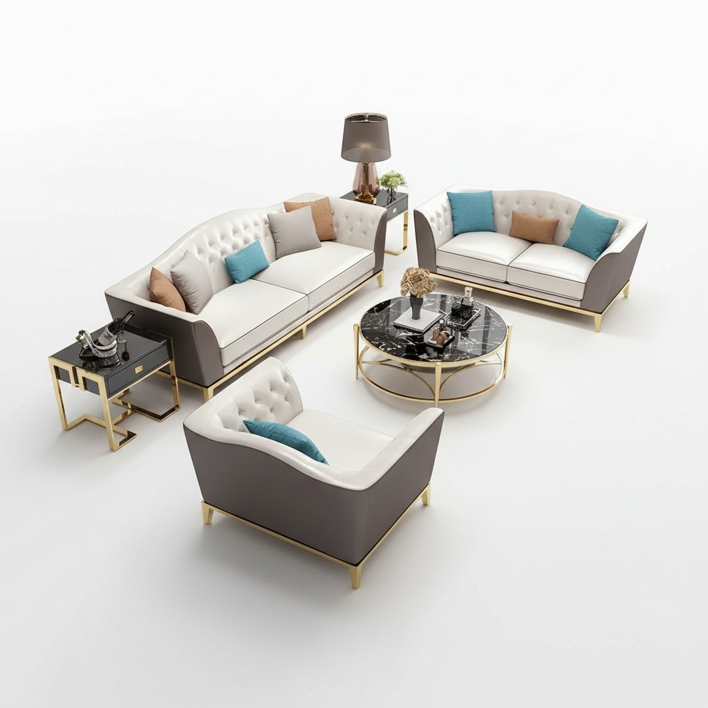 Edelstahl Couch Polster Leder Sofa 311 Sitzer Couchen Garnitur Set