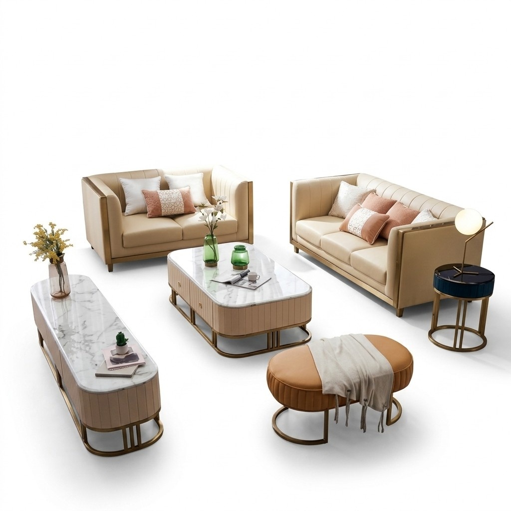 Edelstahl Metall Möbel Design Wohnzimmer Couch Sitz Polster Garnitur 3+2+1 Neu
