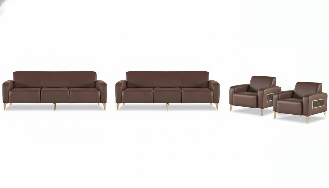 Edle Braune Arbeitszimmer Ledergarnitur Moderne Dreisitzer Sofas Sessel