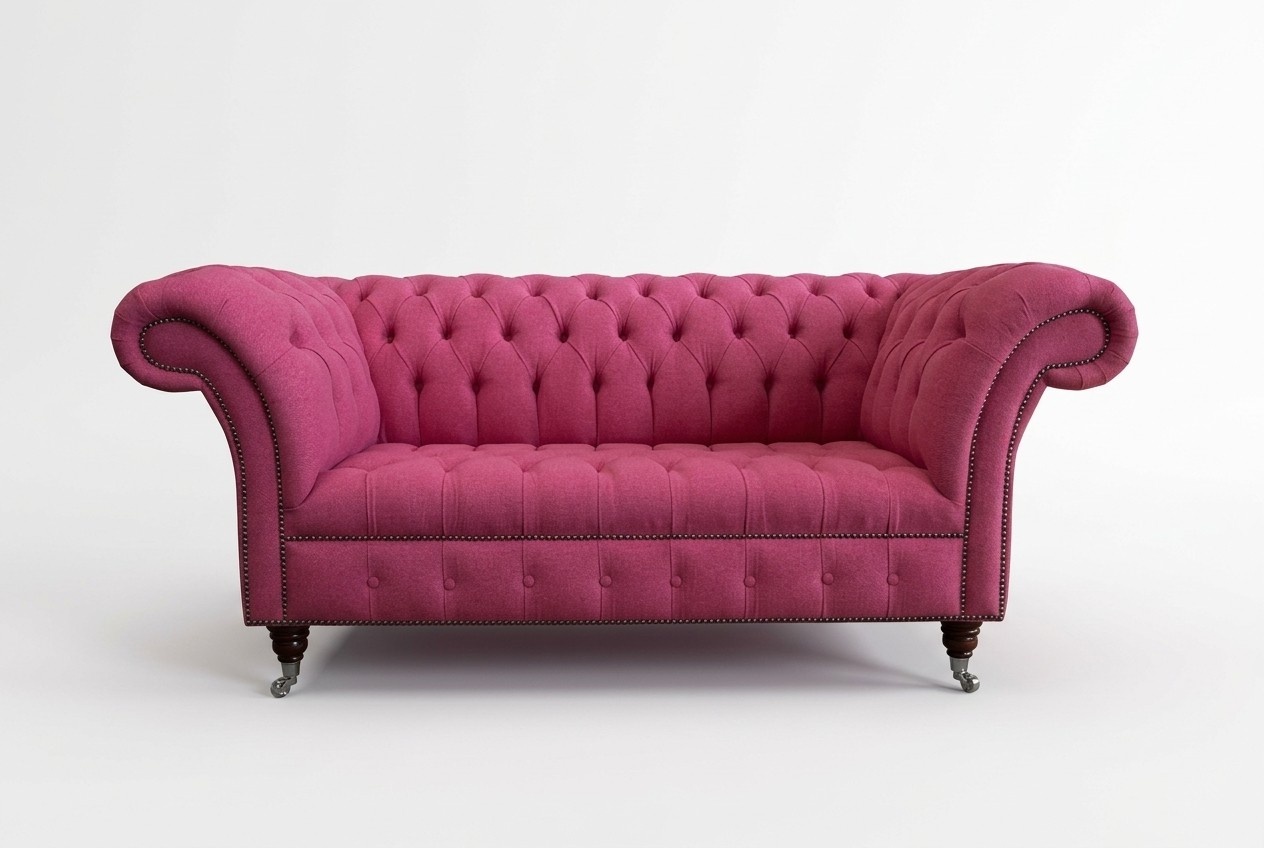 Edle Designer Couch 2 Sitzer Chesterfield Couchen Sofas Samt Stoff Textil