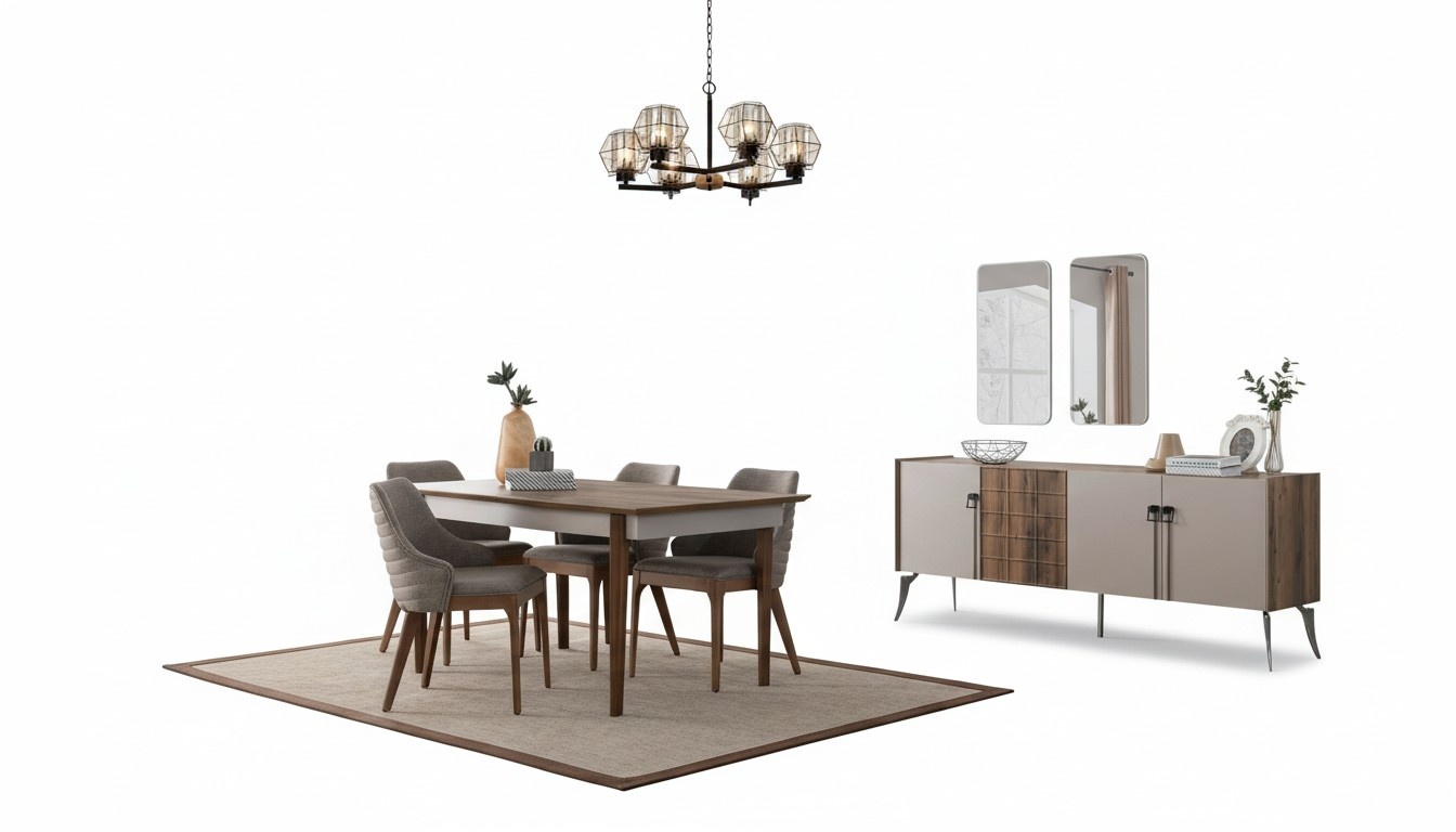 Edle Esszimmergruppe Luxus Esszimmer Set Designer Tisch Spiegel Stühle