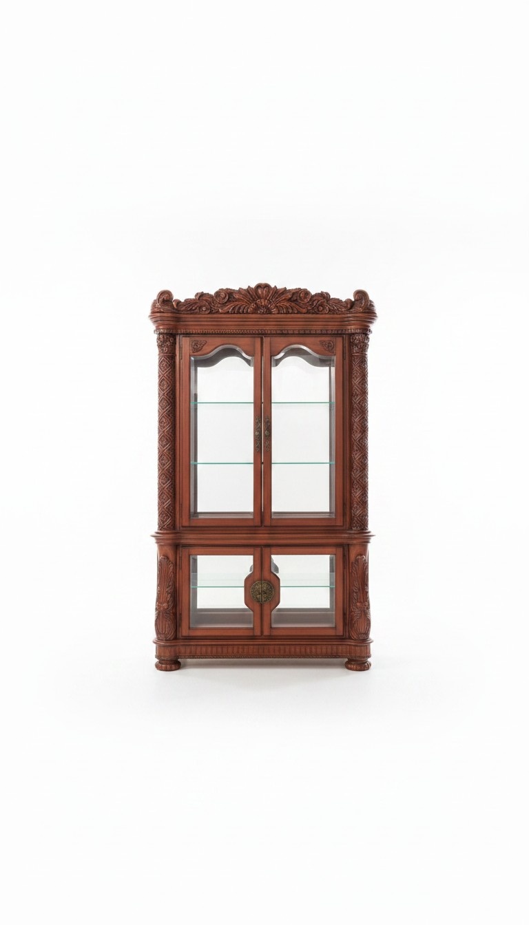Edle Vitrine Antik Stil Barock Rokoko Schrank Schaufenster Wohnzimmer Glas Gold