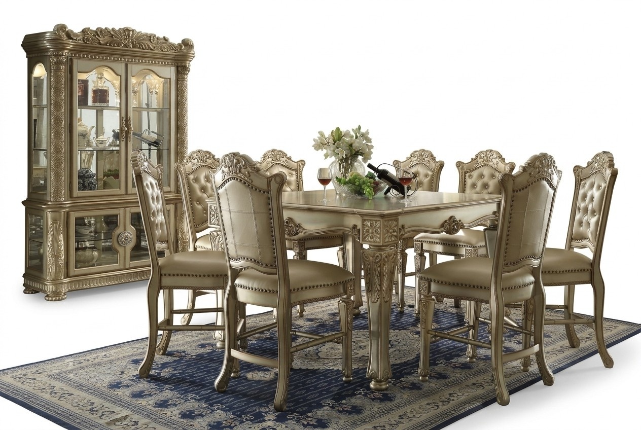 Edle Vitrine Antik Stil Barock Rokoko Schrank Schaufenster Wohnzimmer Glas Gold