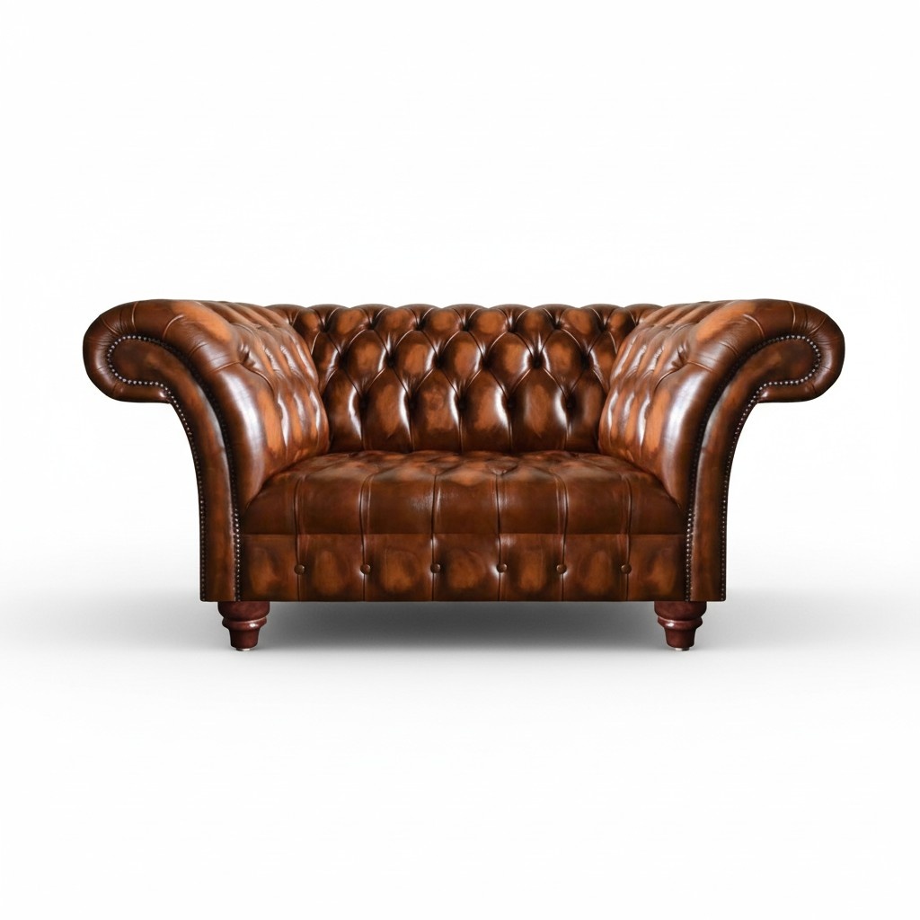 Edler Chesterfield Brauner Leder Dreisitzer Wohnzimmer Sitzcouchen Neu